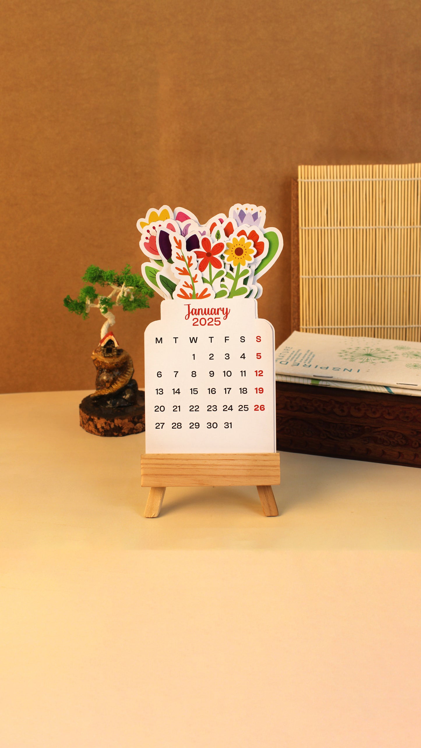 Blossom Aura Desk Calendar – Wood Edition OCREC002