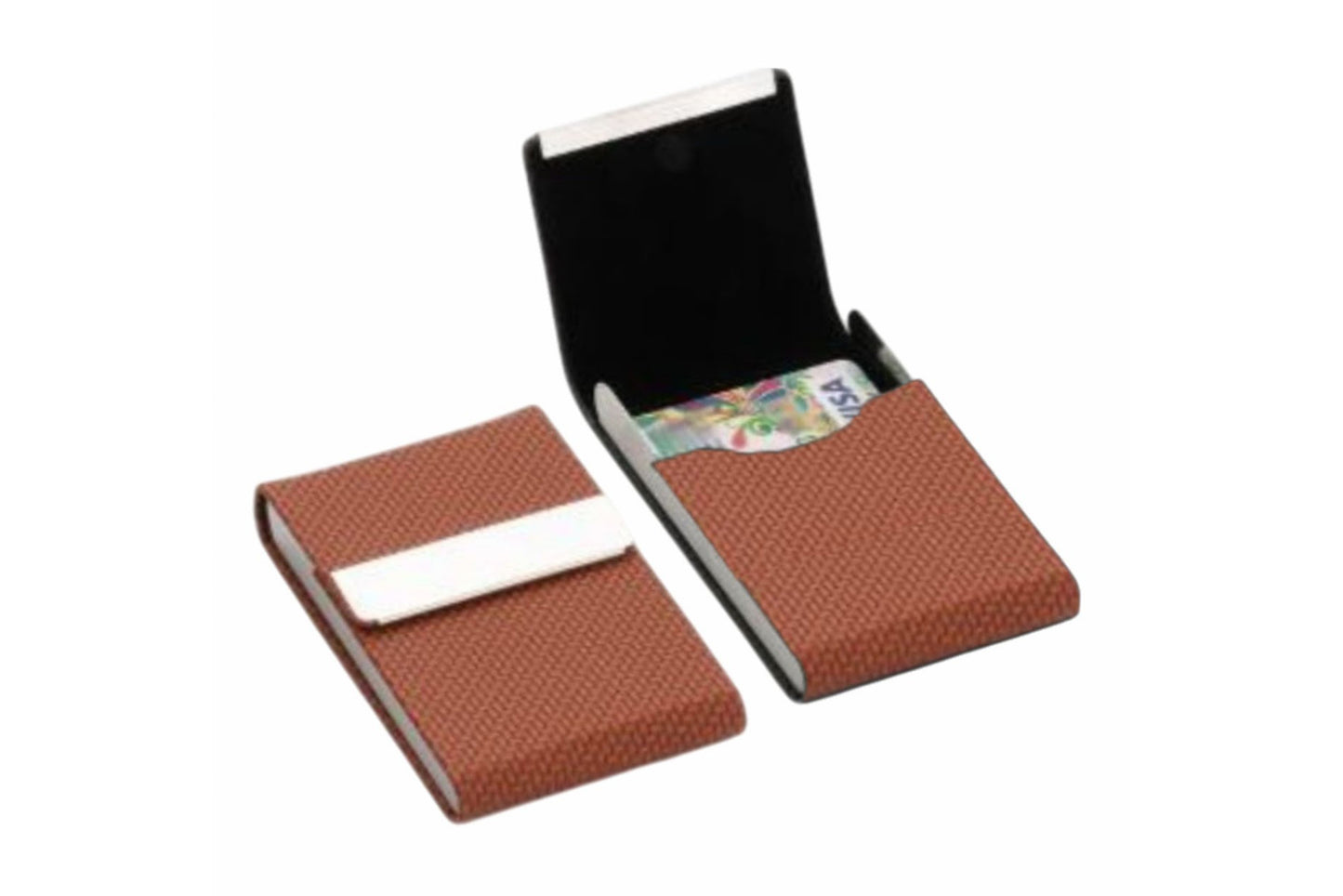 Textura Brown Leather Card Holder OCRCH007